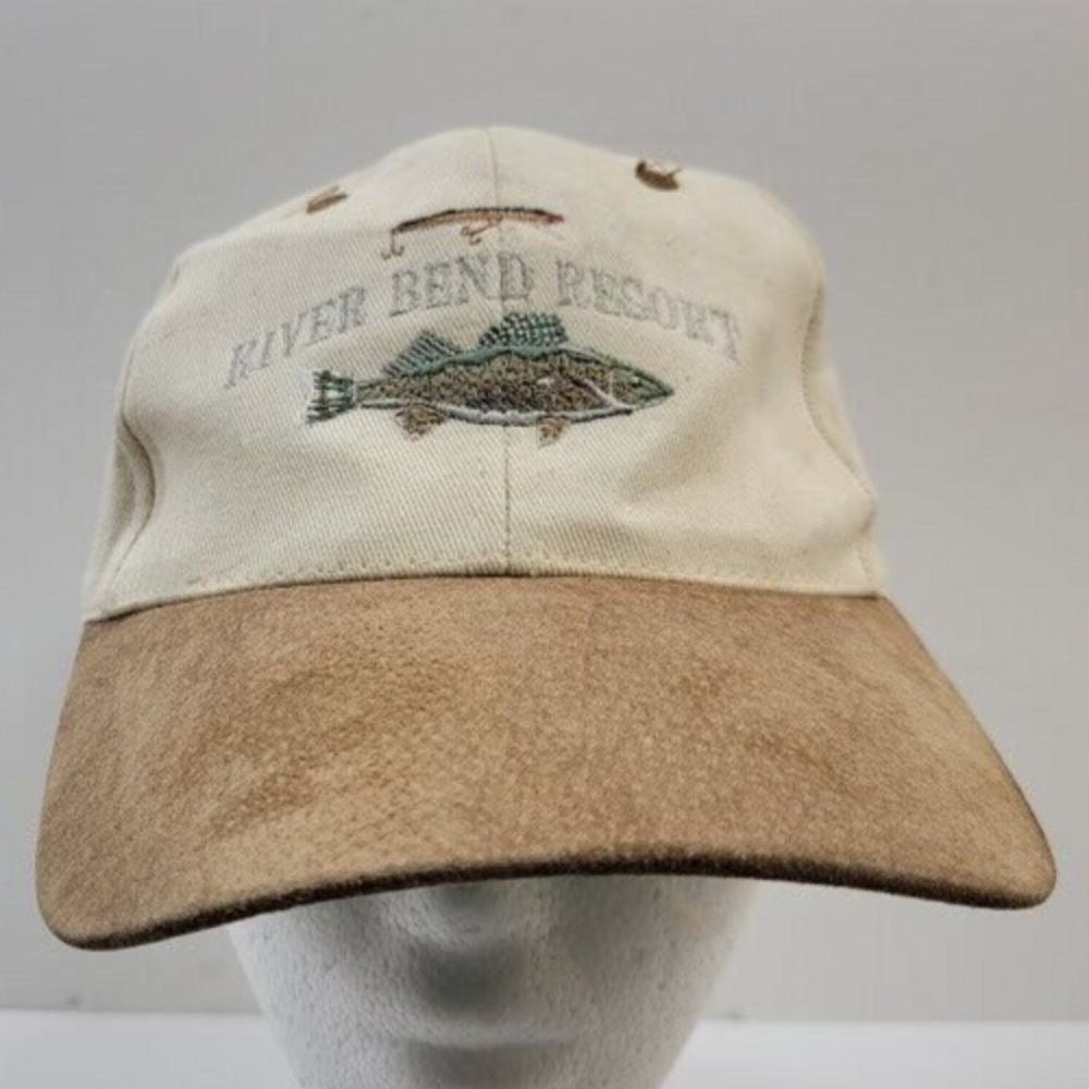 River Bend Resort Fishing themed- One Size Fits All Strapback Cap Hat